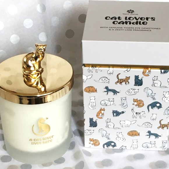Collectible Cat Lover Gem Candle with Tiger's Eye Gemstone Limited Edition - Picture 6 of 16